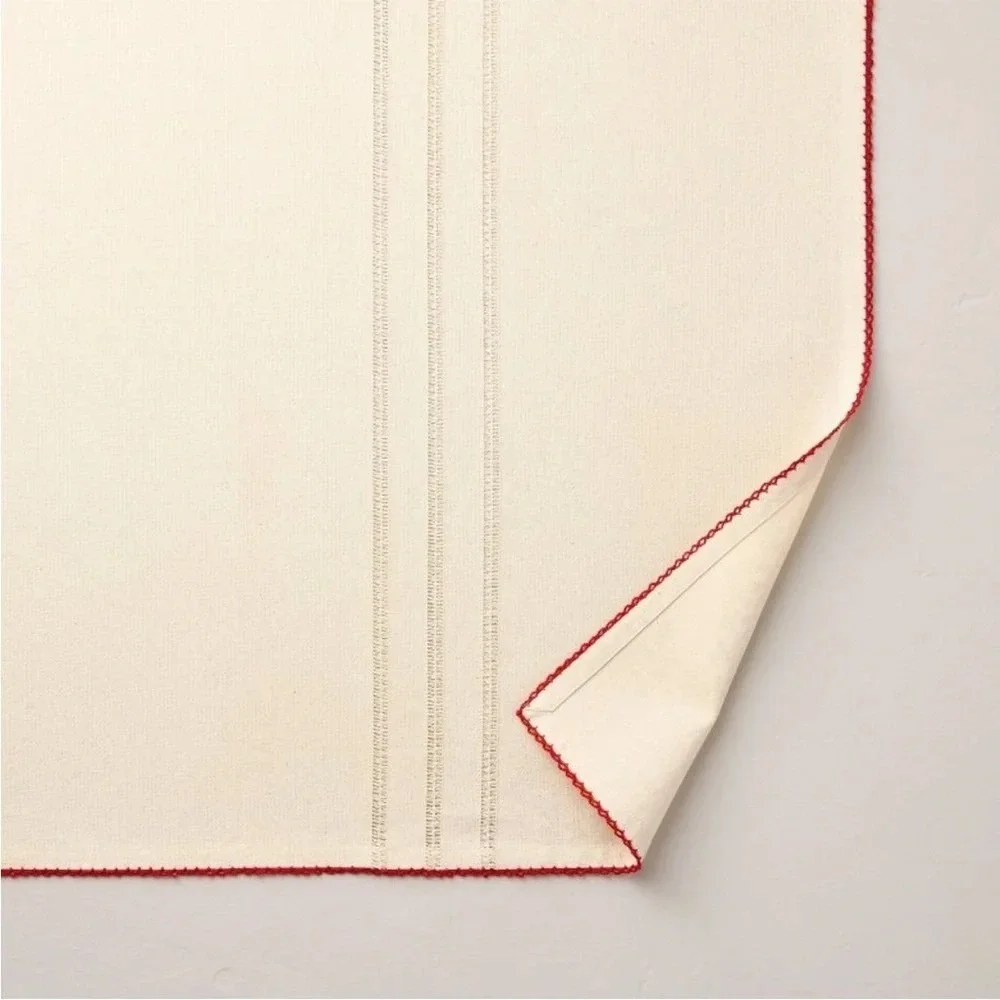 84x60 Christmas Trim Tablecloth Red/Natural - Hearth & Hand Magnolia, Target